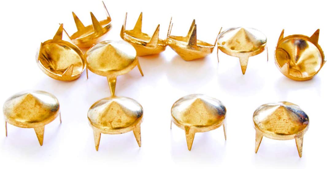 Trimming Shop 8mm Gold Low Cone Punk Studs Hand Pressed Leather Rivets 50pcs