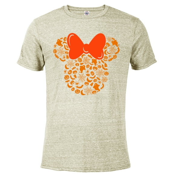 Disney Minnie Mouse Halloween Silhouette Icon - Short Sleeve Blended T-Shirt for Adults - Customized-Putty Snow Heather