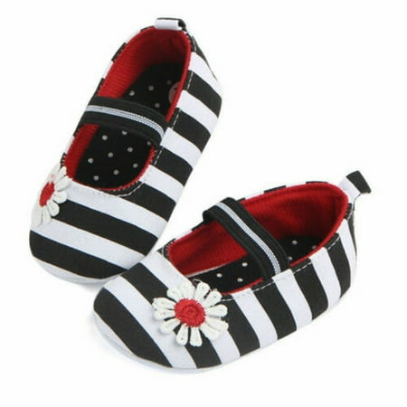 

Infant Baby Girls Flower Sole Shoes Anti-slip Stripe Sneakers First Walkers Casual Shoes