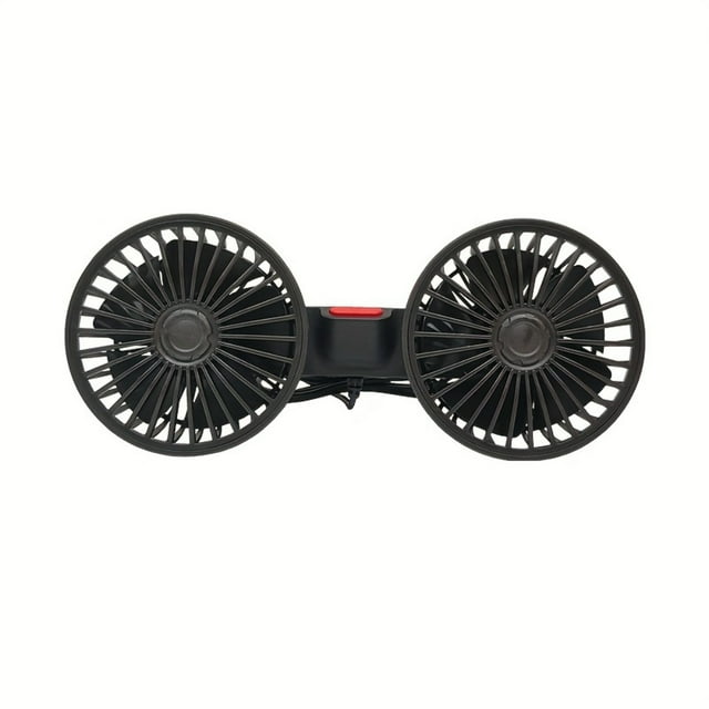 Dosaele Car Fan Car Small Air Conditioner Double-headed Rear Rear Fan Powerful Wind 5pcs Wind Leaf 360 Degree Rotation Extra High Wind Volume Ultra Bass Running Clip Installation