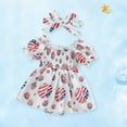 thumbnail image 6 of Coerni My First 4th of July Baby Girl Romper Dress New Born American Flag Jumpsuit Bodysuit with Headband Summer Clothes, 6 of 7