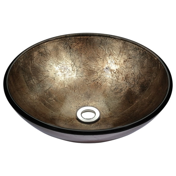 Spa World LS-AZ164 Stellar Series Deco-Glass Round Vessel Sink - Platinum Storm