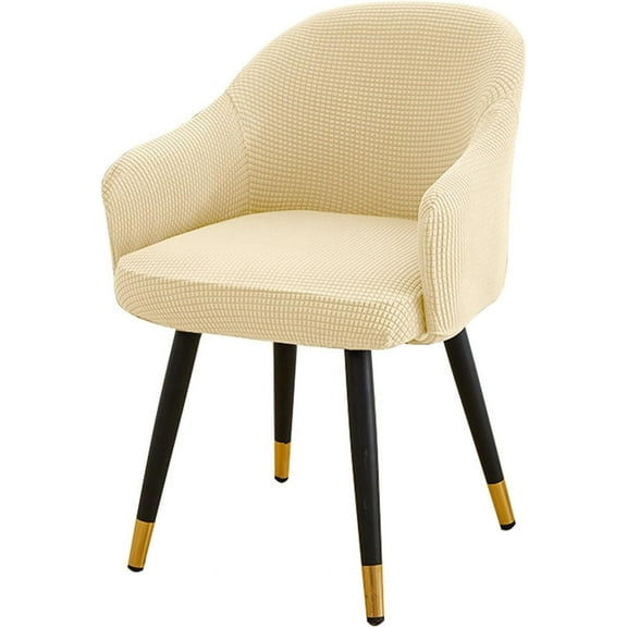 LKJYER Stretch Curved Back Dining Chair Covers with Armrest, Accent Dining Chairs Covers Slipcovers with Arms, Swivel Armchair Cover Protector,Vanity Office Desk Chair