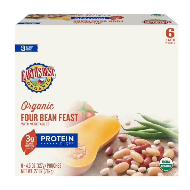 (6 Pack) Earth's Best Organic Stage 3 Four Bean Feast Protein Pouch 4.5