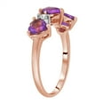 thumbnail image 2 of Galaxy Gold 14K Solid Rose Gold Ring Triple Heart Design with Natural Diamonds and Natural Purple Amethyst 1.50 CTW (7.5), 2 of 2