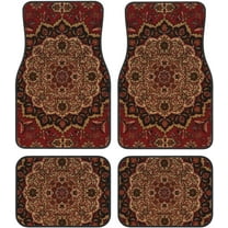 Car Floor Mats Set of 4, Eastern Accent Vintage Persian Pattern Vehicle Front Rear Carpets Mats Car Floor Rugs Non-Slip Auto Foot Mats Car Accessories Universal Fit for Car SUV Truck Van