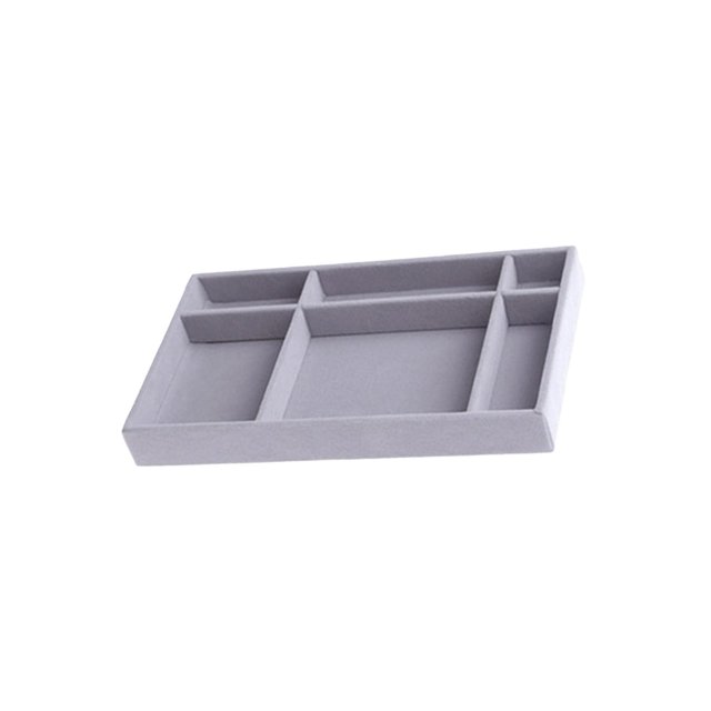 kurtrusly Stackable Jewelry Tray Multipurpose Portable Velvet for Rings Earring Bangle 6 Grids Style A 1Set