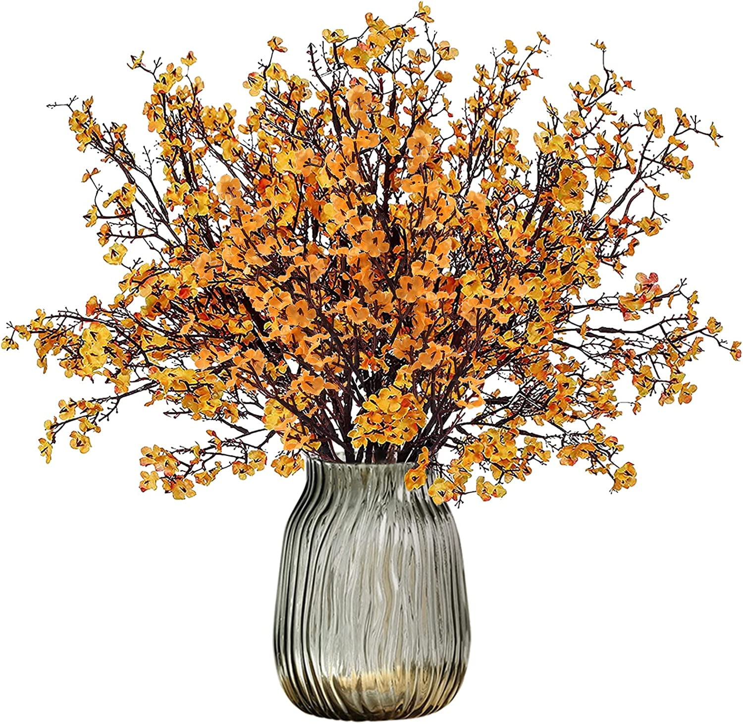 Morttic 6 Pcs Babys Breath Artificial Flowers Bulk Orange Real Touch