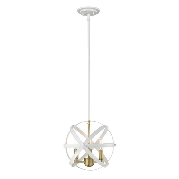 463-12HWH-OBR-Z-Lite-Cavallo - 3 Light Pendant in Transitional; Style - 12 Inches Wide by 11.5 Inches High-Hammered White/Olde Brass Finish