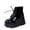Black, variant on Fesfesfes Platform Boots for Young Ladies Women's Boots Round Toe Wedge Boots Heel Low-barrel Lace-up Boots Patent Synthetic Shiny Boots 8.5(41)