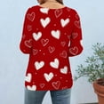 thumbnail image 4 of Gamivast Womens Valentines Shirt Plus Size 3/4 Sleeve Cute Heart Graphic Crew Neck Thsirts Holiday Loose Tunic Trendy Tops Cute Valentine 's Day Outfit, 4 of 6