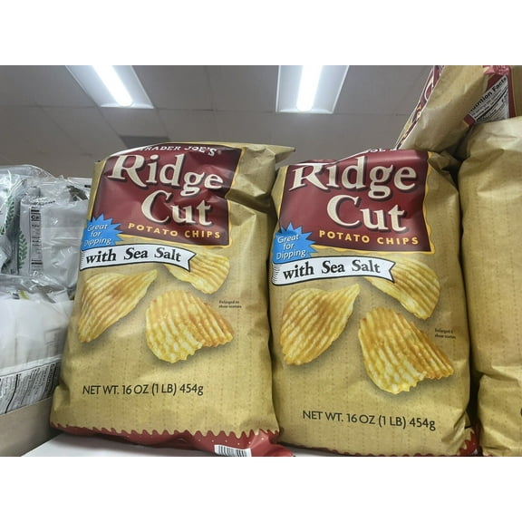 2 Packs Trader Joe's Ridge Cut Potato Chips with Sea Salt 16 oz Each Pack