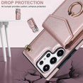 thumbnail image 5 of Compatible Wallet Case for Samsung Galaxy S23 Ultra Case Leather with 4 Card Holder &360°Rotation Ring Holder,Wrist Strap RFID Blocking Case for Samsung S23 Ultra Phone Case for Women Rose Gold, 5 of 7
