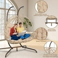 thumbnail image 5 of SEGMART 2-Person Hanging Swing Chair with Stand, Double Hanging Egg Chair with Cushion and Pillow, Foldable Wicker Rattan Patio Basket Hanging Chair for Indoor Outdoor Garden, Khahi, 5 of 10