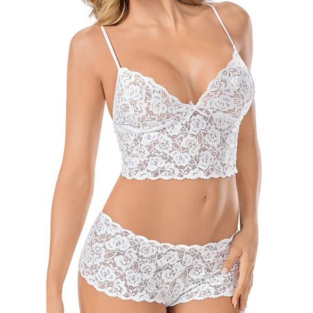 

Women Sexy Deep V Lace Lingerie Underpants Bra Briefs Set Plus Size