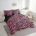 thumbnail image 3 of Manfei Geometric Stripes 7-Piece Twin Bedding Sets,Black Pink Bedding Comforter Set,Zebra Print Breathable Sheet Sets,Microfiber Abstract Room Decor,Reversible, 3 of 7