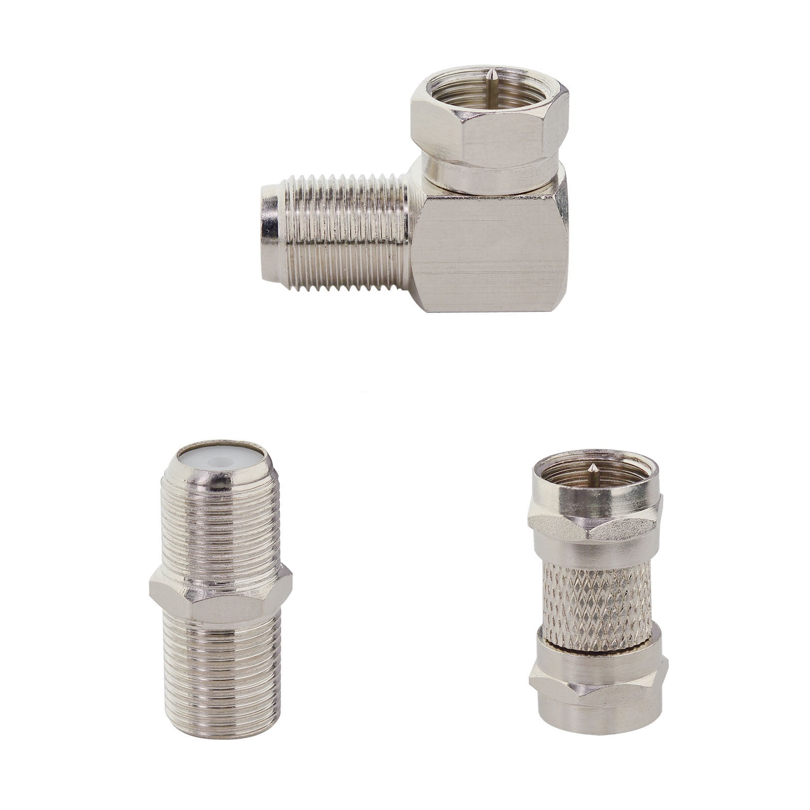F Type RG6 Coaxial TV Adapter Kit (6-Pack) F Male Female Adpater Set F Male/Female to Male/Female Straight and 90 Degree RF Coax Connector for TV, Satellite Receiver