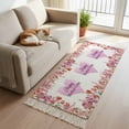 thumbnail image 2 of Area Rug with Tassels 2' x 5', Mother's Day Pink Red Floral Kitchen Runner Rug for Hallway Bedroom Throw Rugs, Spring Blossom Leaves Soft Door Mat for Bathroom Entrance Living Room, 2 of 9