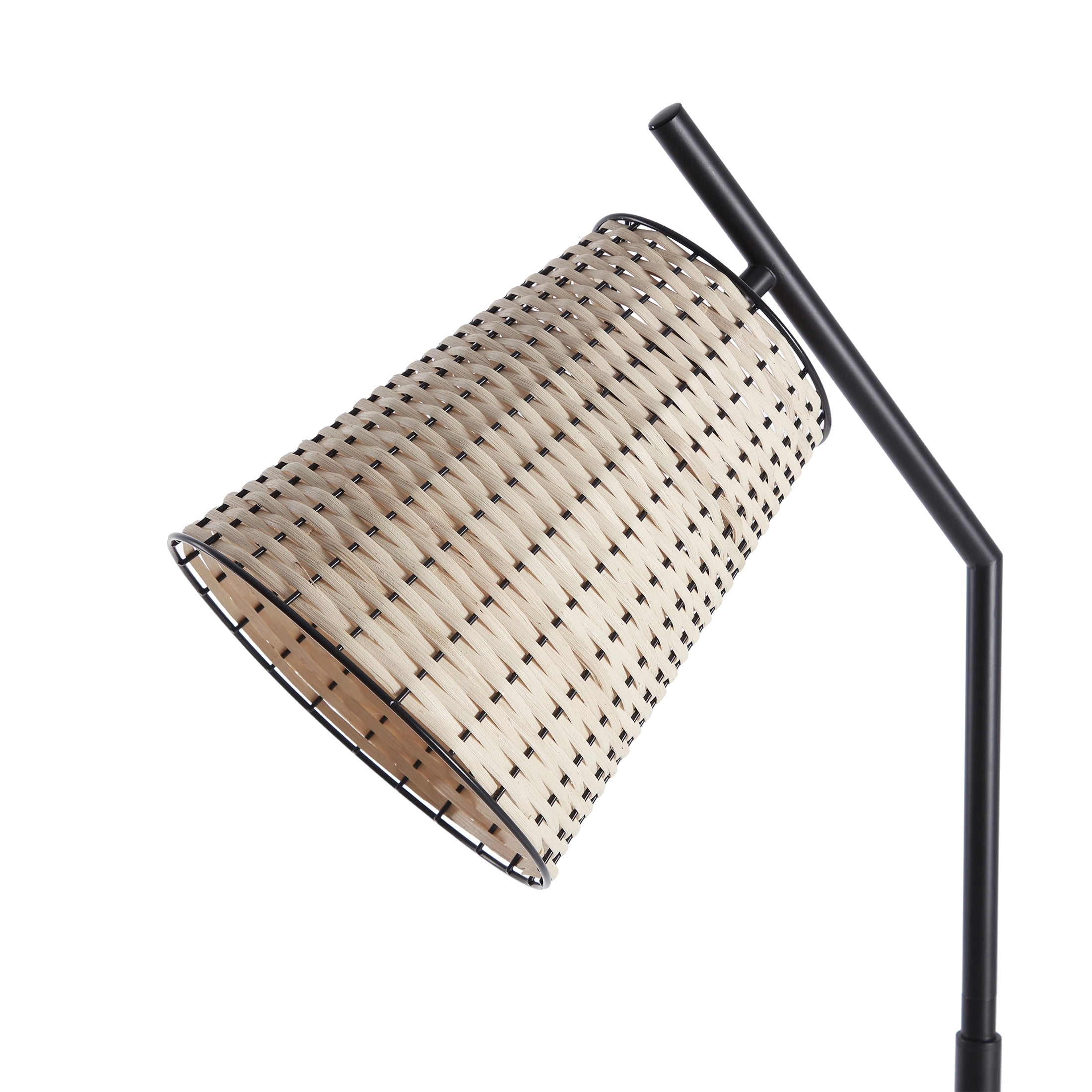 Better Homes & Gardens 60” Boho Black Angled Floor Lamp with Natural Shade