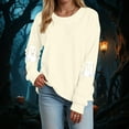 thumbnail image 2 of TTUHYWXI Halloween Sweatshirts for Women Spooky Season Funny Long Sleeve Graphic Crewneck Pullover Tops Cute Ghost Sweater (Beige, XXL), 2 of 5