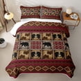 thumbnail image 2 of Homewish Black Red Aztec Quilt King,Rustic Bear King Coverlet Set,3pcs, 2 of 7