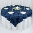 thumbnail image 5 of Efavormart 72" Square Leaf Petal Taffeta Tablecloth - Decorative 3D Leaf Ruffle Table Cover for Forest Party, Wedding, Event, Dessert Tables - Navy Blue, 5 of 5