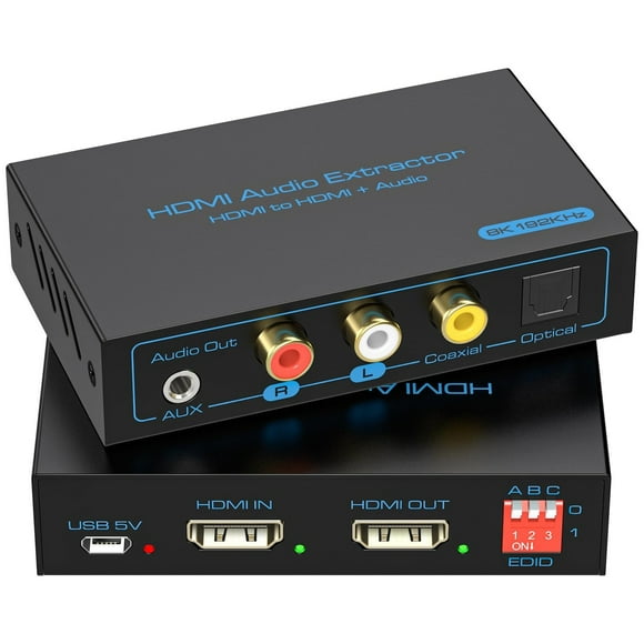 8K HDMI 2.1 Audio Extractor with Optical and AUX Output for Gaming Consoles
