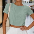 thumbnail image 7 of RQYYD Womens Round Neck Short Sleeve Cropped Blouse Casual Loose Fit Top for Summer Daily Wear, 7 of 7