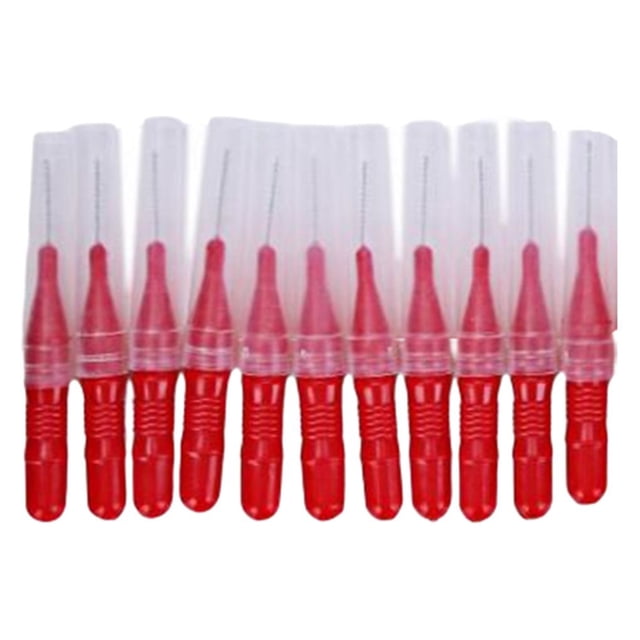 Jumpingount Nuevo 50 unids/pack cepillo Interdental higiene palitos de hilo palillo de Limpieza de cepillo de hilo Tratamientos faciales Rojo, 50 piezas/caja 11*6*2 cm Jumpingount JJ24499-01B