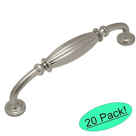 Country Cabinet Pulls - Cosmas 7120SN Satin Nickel Country Style Cabinet Hardware Ribbed Handle Pull - 5