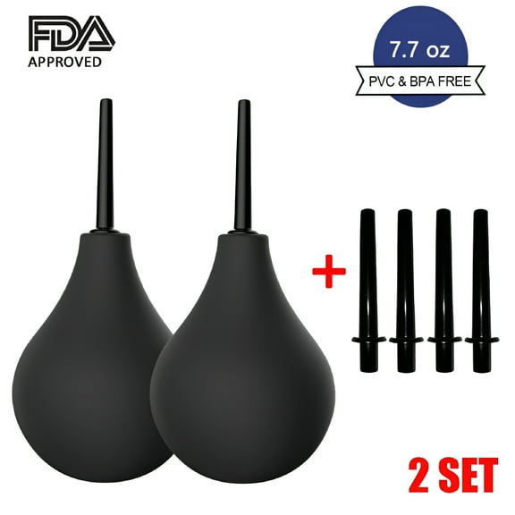 XIRQI 2Pcs Enema Bulb Kit, Anti Back-Flow Anal Douche, 225ml Large Capacity Leakproof Enema Bulb for Colon Detox and Constipation Male & Female