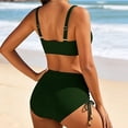 thumbnail image 7 of UTSJKR Women's V Neck Solid Bikini Bathing Suit, Padded Wireless High Waist 2 Piece Swimsuit for Summer Daily Beach Activities Army Green XL, 7 of 7