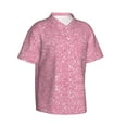 thumbnail image 3 of Xecao Glitter Pink print Hawaiian shirt - a stylish short-sleeve button-down for men, perfect for casual beach and tropical outings., 3 of 9