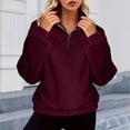 thumbnail image 3 of Winter Sweatshirt For Women Trendy Fleece Solid Color Casual Quarter Zipper Long Sleeved Fashionable Round Neck Oversized Pullover Fall Outfits, 3 of 6