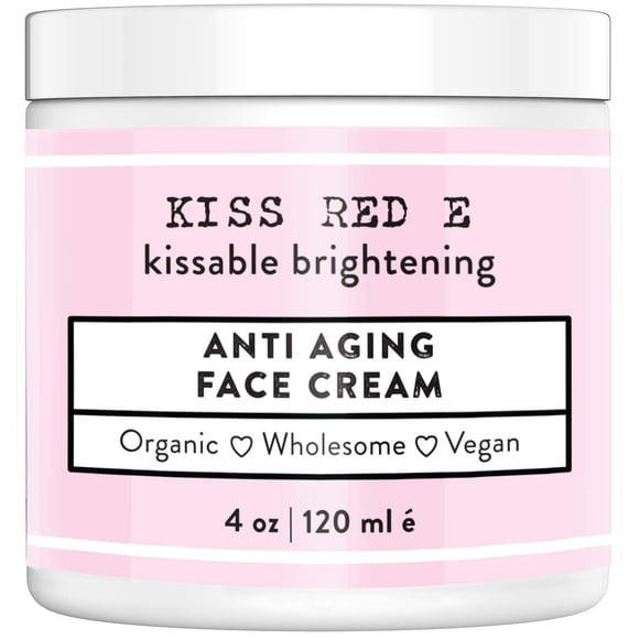 Crema facial antienvejecimiento KissRedE. La mejor crema hidratante antiarrugas para rostro, manos, cuello. Reduce las arrugas, las líneas finas, las patas de gallo y los ojos hinchados.