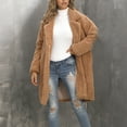 thumbnail image 4 of Jsaierl Women's Faux Fur Coat Teddy Fuzzy Fleece Open Front Cardigan Elegant Lapel Collar Long Sleeve Longline Loose Overcoat, 4 of 9