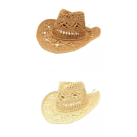 2 Uds Sombrero De Vaquero Occidental Sombrero De Sol De Sombrero De Playa Para Exteriores Beige Sunnimix Sombrero de vaquero