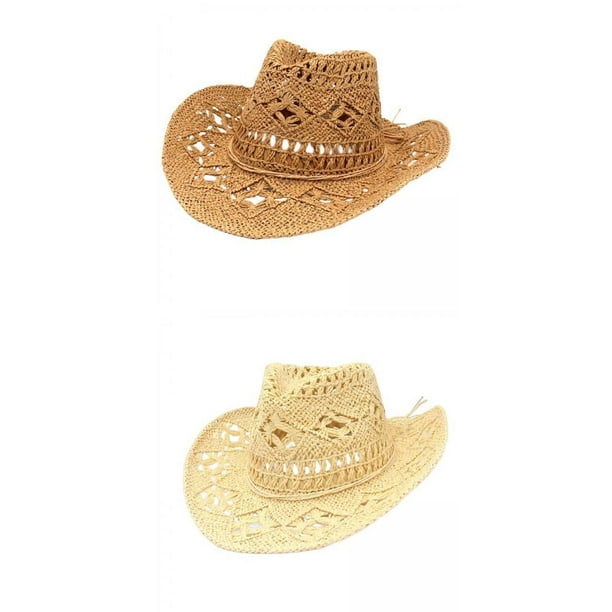 Cowboy Hat,Straw Cowboy Hat Western Vintage Women Men,Classic Shapeable Summer Floppy Beach Hat