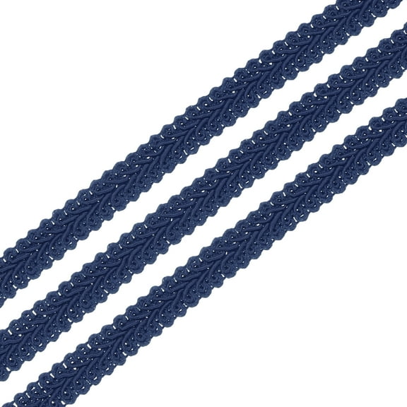 Uxcell 1/2" x 13 Yard Gimp Braid Trim Polyester Woven Fabric Ribbon, Navy Blue