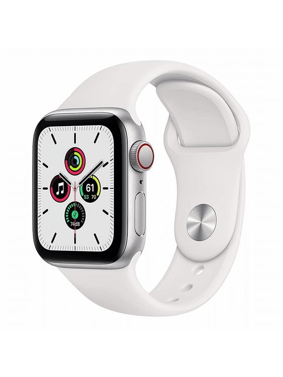 Restored Apple Watch SE GPS + Cellular, 40mm Silver Aluminum Case with White Sport Band - Regular