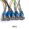 thumbnail image 1 of Dalazy 5 Pcs Interrupteur à Bouton-Poussoir Automatique 16 mm Portable Rond Auto-Bloquant Imperméable Anti-Corrosion Anti-Flammes Commutateurs de Réinitialisation Bleu, 1 of 2