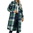 thumbnail image 2 of Womens Long Flannel Plaid Shacket Jacket Trendy Fall Long Sleeve Button Down Shirts Casual lannel Tartan Trench Coats, 2 of 6
