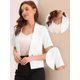 thumbnail image 2 of Cárdigan informal con cuello chal y parte delantera abierta para mujer, chaqueta de traje de oficina de trabajo de manga corta Beige XL, 2 of 5
