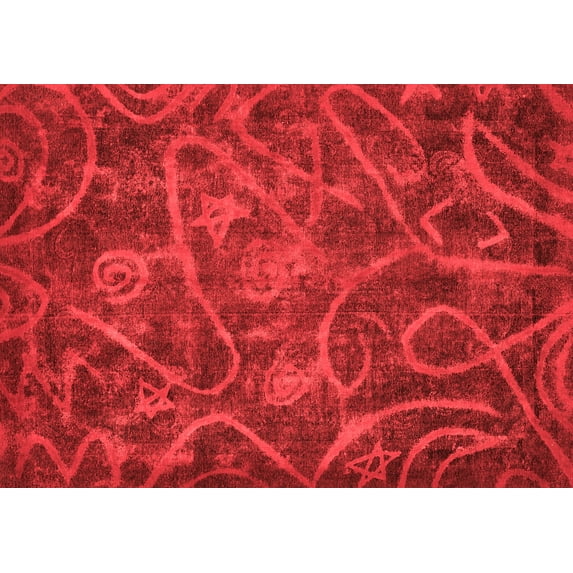 Ahgly Company Indoor Rectangle Abstract Red Modern Area Rugs, 5' x 8'