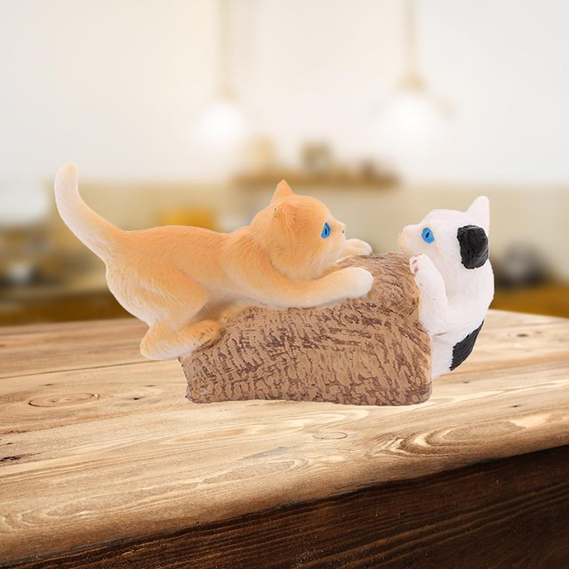 DIY Modelos de animales, Colección Decoración en miniatura Simulación Aprendizaje de juguetes Modelo Muñeca Estatua de juguete para niños Niñ - Gato Gato jugando