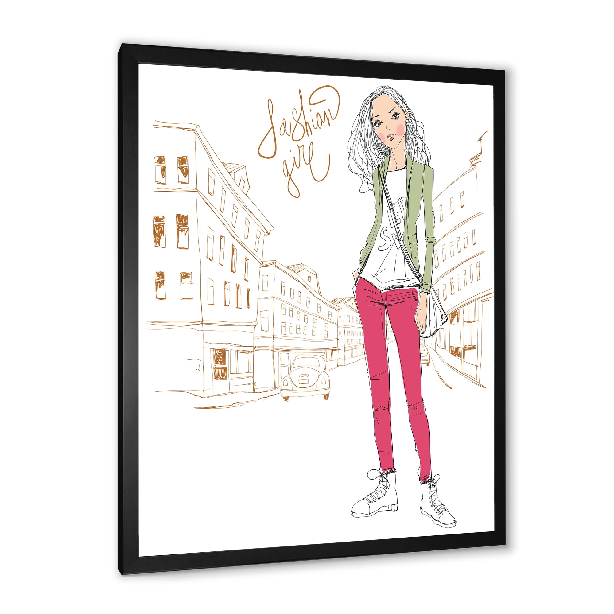 Designart 'Trendy Fashion Woman II' Children's Art Framed Art Print
