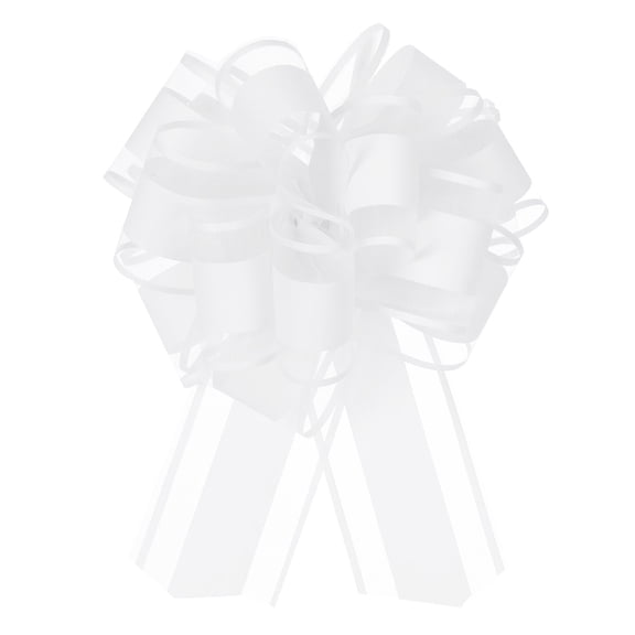5pcs 6 Inch Large Big Pull Bow Organza Gift Wrapping Bows Ribbon for Wedding Car Christmas Bow, White