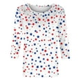 thumbnail image 5 of ZQGJB Patriotic Shirts for Women Dressy Casual July 4th American Flag Pattern Print Summer 3/4 Length Sleeve Crewneck Tunic Blouse Trendy Holiday Outfit Gift Tees White S, 5 of 5