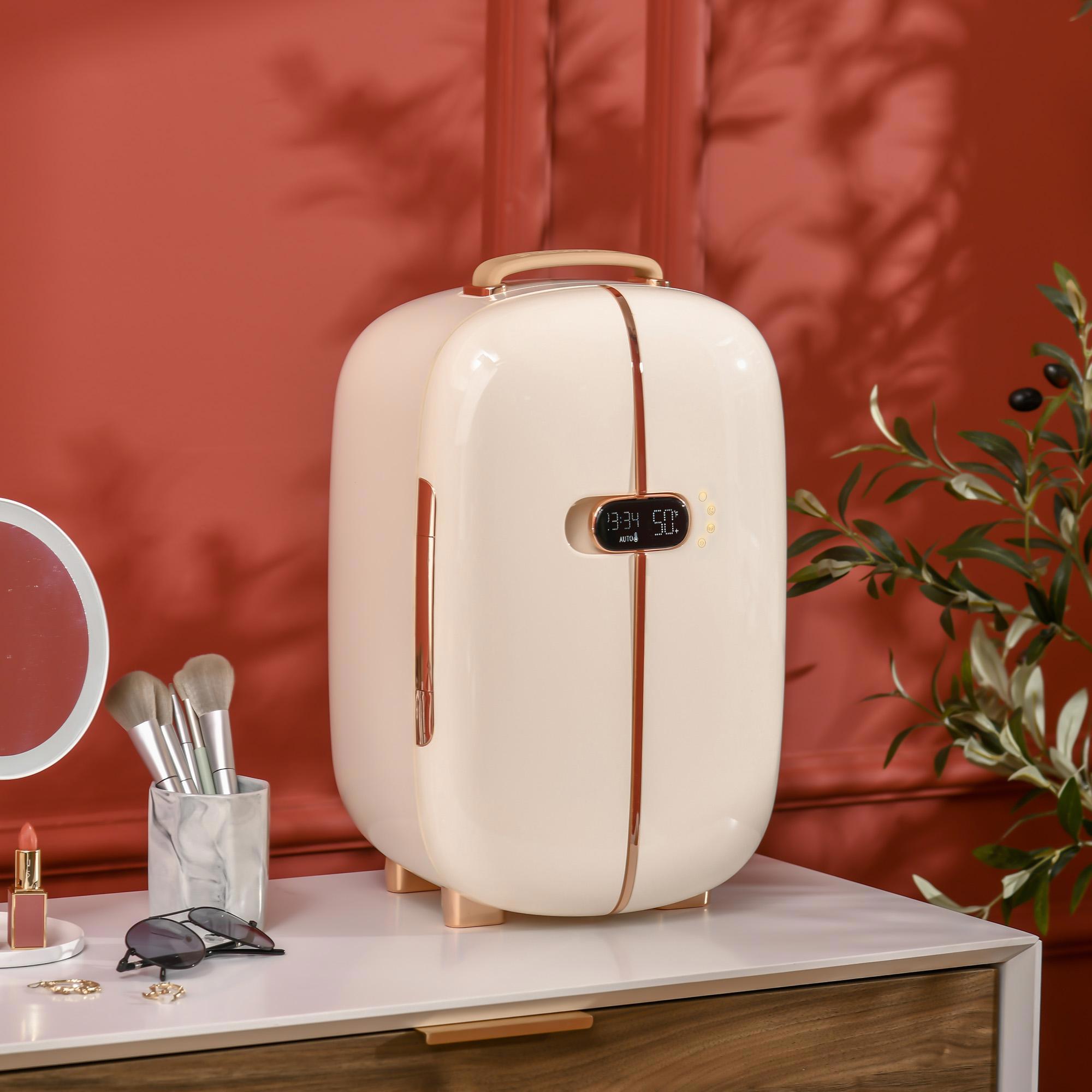 Resenkos Portable Skincare Fridge with LED Display, 12L Mini Fridge for Beauty, Makeup and Cosmetics, White
