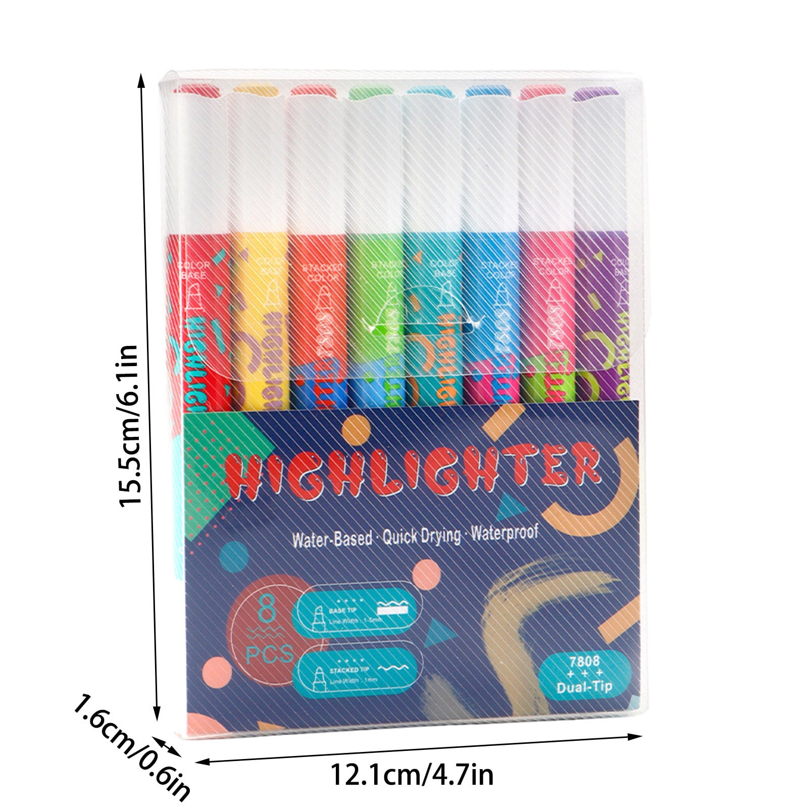 Seyotauo 8 Pack Dual Tip Two Color Highlighter Pens, Quick Drying Markers, Ideal for Bible Study, Planner Writing, Note Taking, Office Supplies and Daily Drawing
